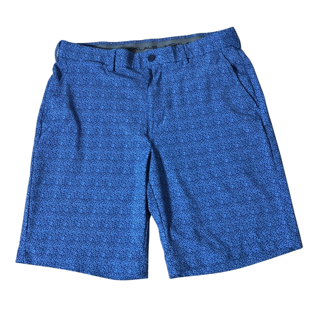 Nicklaus Mens Blue Micro Pattern‎ Golf Shorts Size 34 Performance Stretch Sport